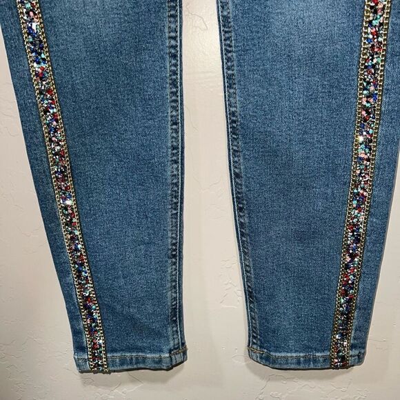 Topshop Jeans Womens 26 High Rise Skinny Jamie Beaded Side Stripe Stretch Denim - Picture 3 of 10